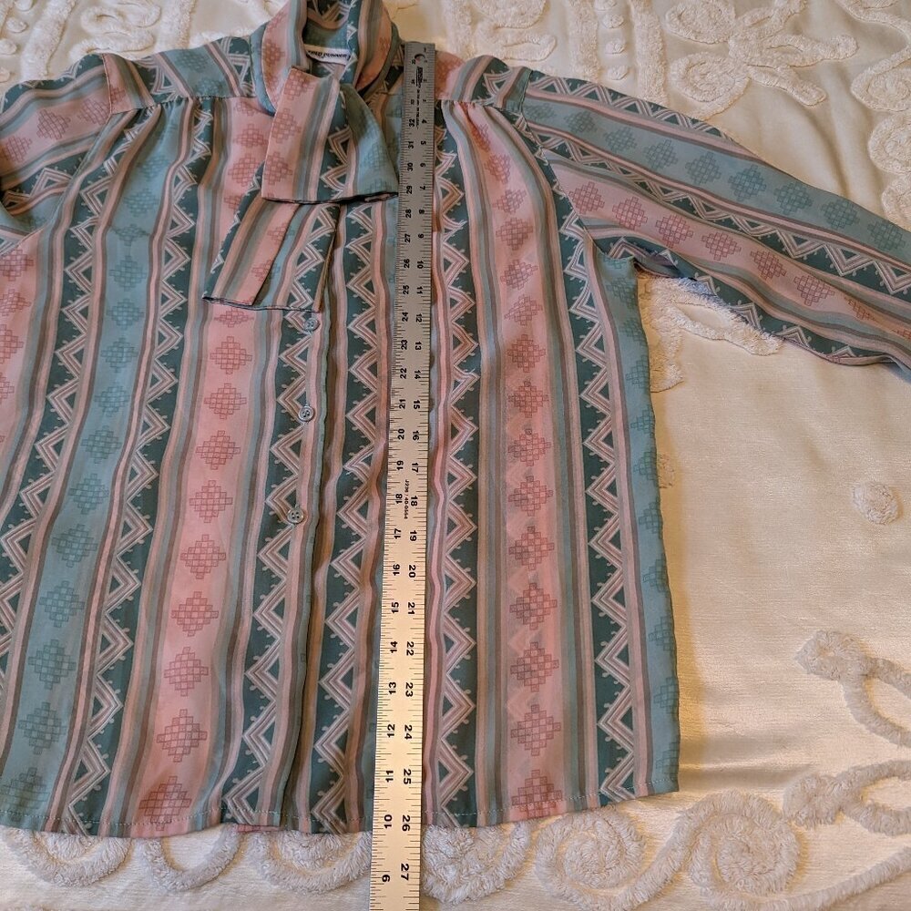 VINTAGE Alfred Dunner 80s 90s southwest stripe pattern blouse 16 EUC - Picture 6 of 9